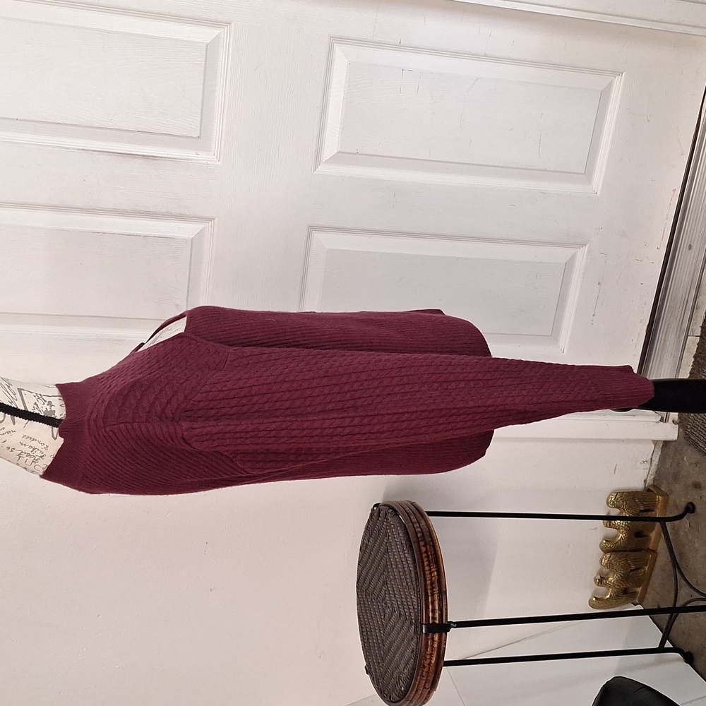 Design History Mock Turtleneck Sweater with Front Cutout - Sangria New - Picture 9 of 9